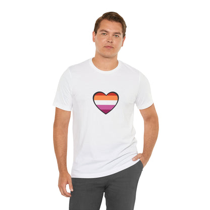 Lesbian Flag Heart T-Shirt – Bold LGBTQ+ Graphic Tee