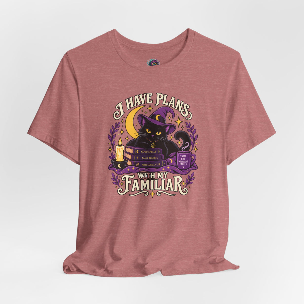 I Have Plans With My Familiar T-Shirt - Funny Witchy Introvert Cat Tee