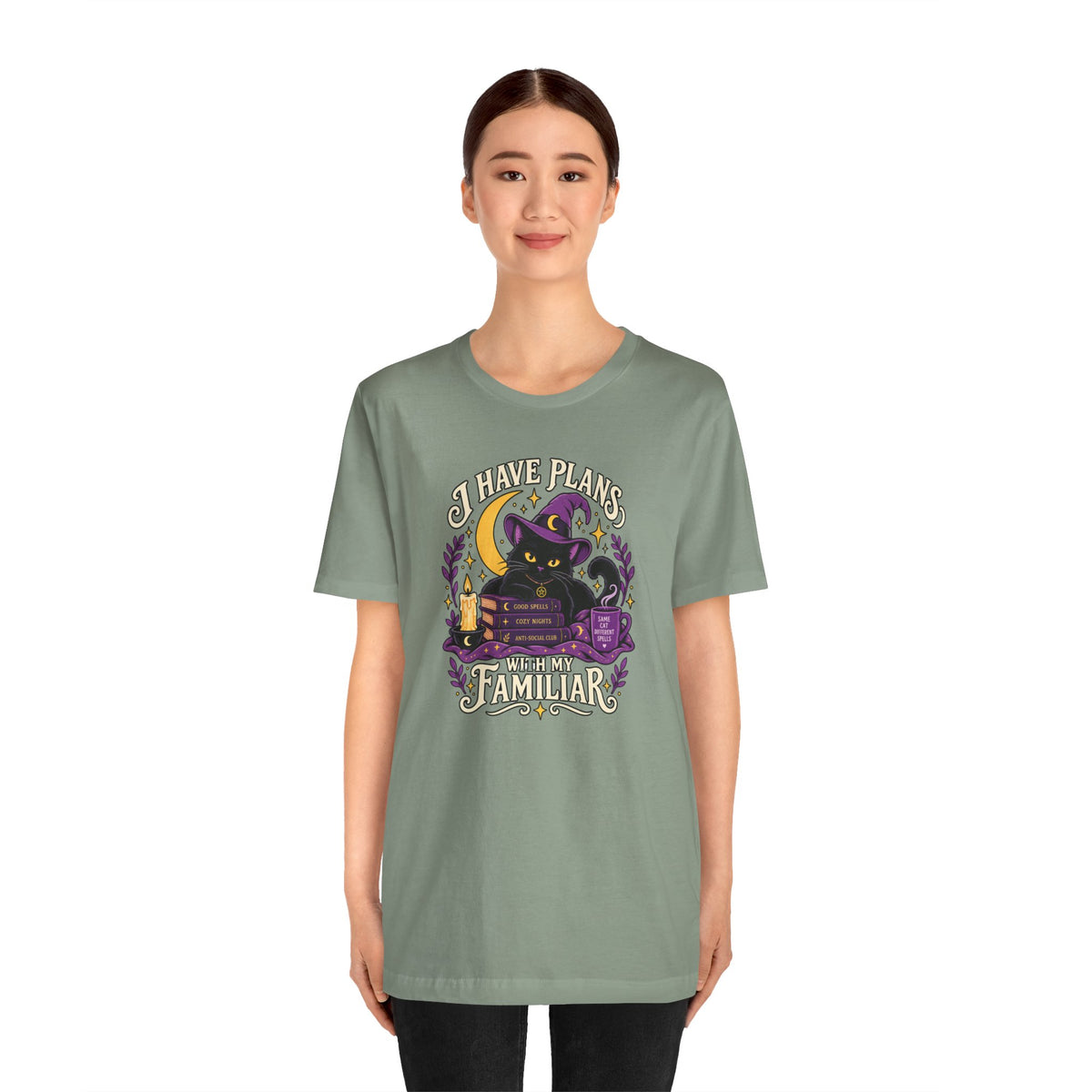 I Have Plans With My Familiar T-Shirt - Funny Witchy Introvert Cat Tee