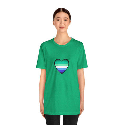 Gay Men’s Pride Flag Heart T-Shirt – LGBTQ+ Flag Design on Unisex Tee