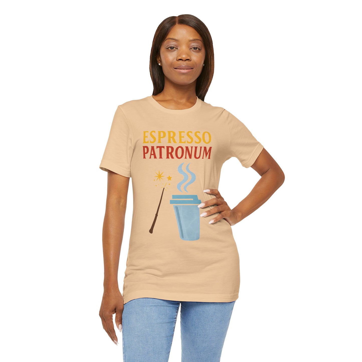 Espresso Patronum T-Shirt – Funny Coffee & Wizard Parody Tee