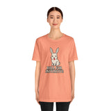 Peach crewneck T-shirt with bunny character and 