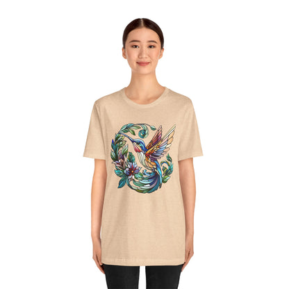 Stained Glass Hummingbird Tee – Vibrant Nature Shirt