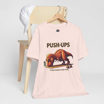 T-Rex Push-Up Graphic Tee – Funny Dinosaur Workout Graphic Shirt