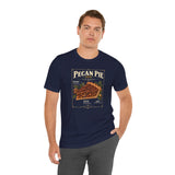 Navy T-shirt with pecan pie anatomy poster graphic on front