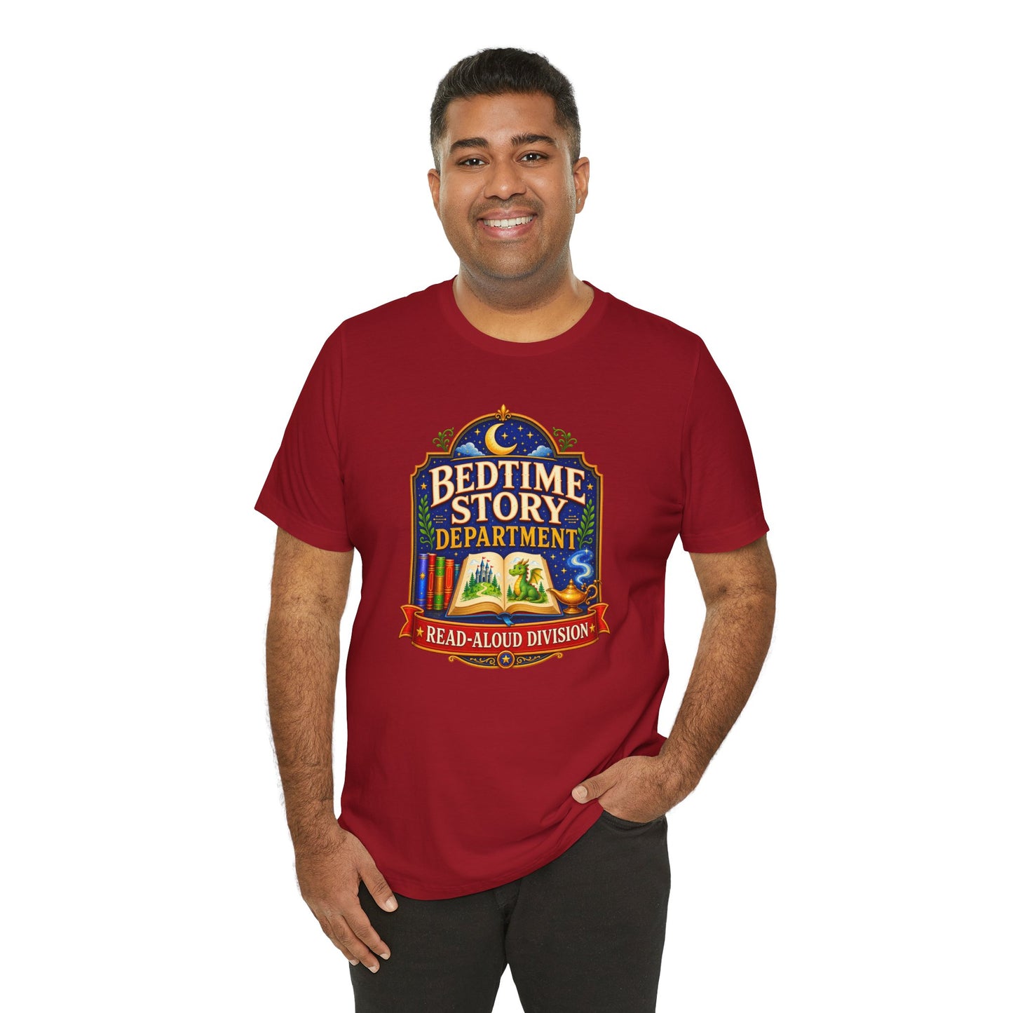 Bedtime Story Department T-Shirt – Read-Aloud Parent Tee