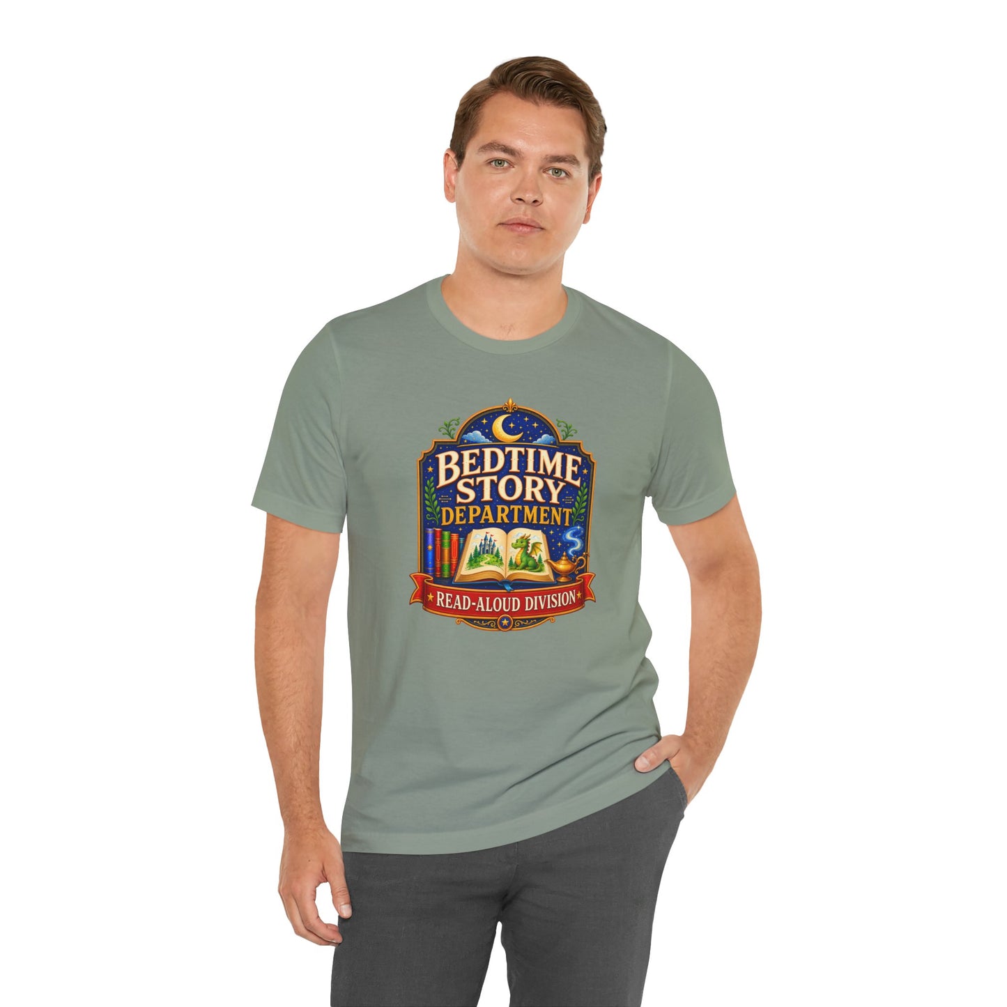 Bedtime Story Department T-Shirt – Read-Aloud Parent Tee