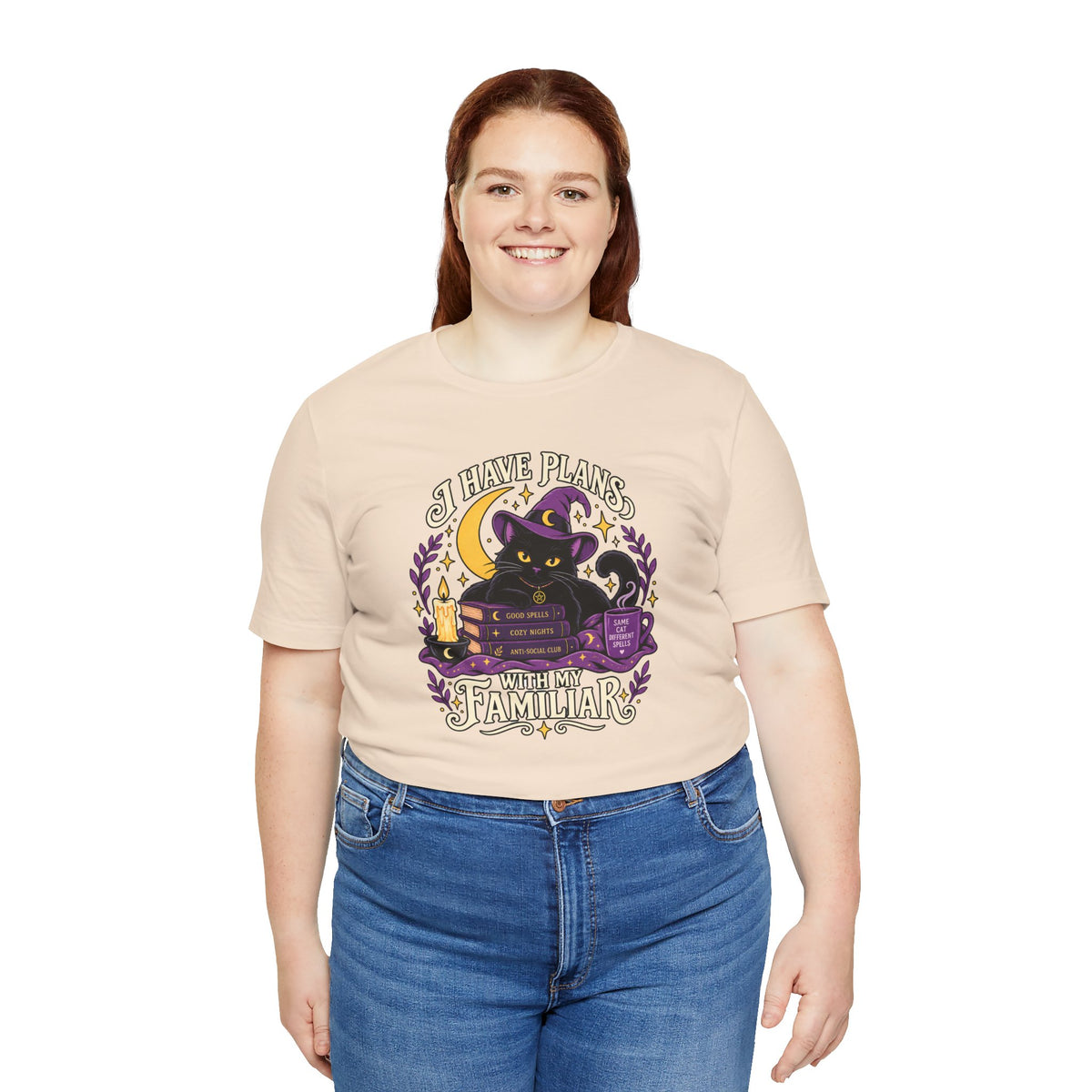 I Have Plans With My Familiar T-Shirt - Funny Witchy Introvert Cat Tee