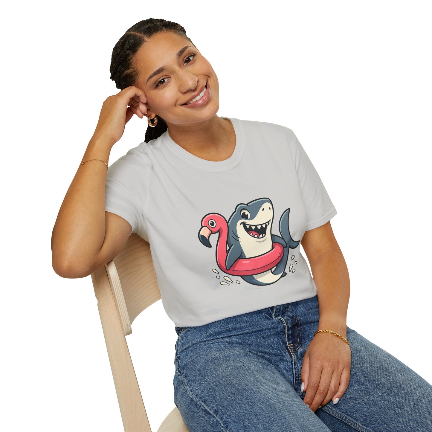 Shark & Flamingo Floatie T-Shirt – Funny Beach & Pool Day Tee