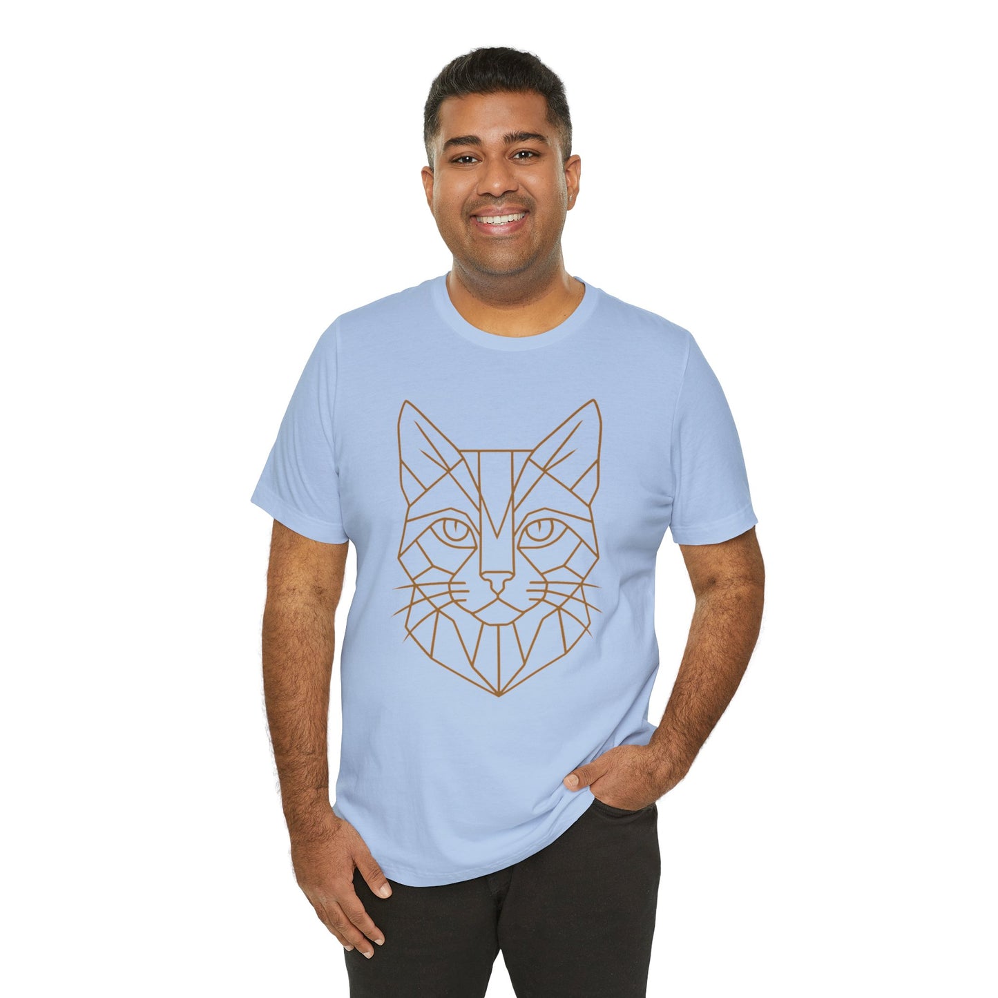 Geometric Cat T-Shirt – Minimalist Line Art Tee
