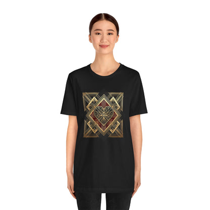 Art Deco Heart T-Shirt – Romantic Valentine's Day Graphic Tee