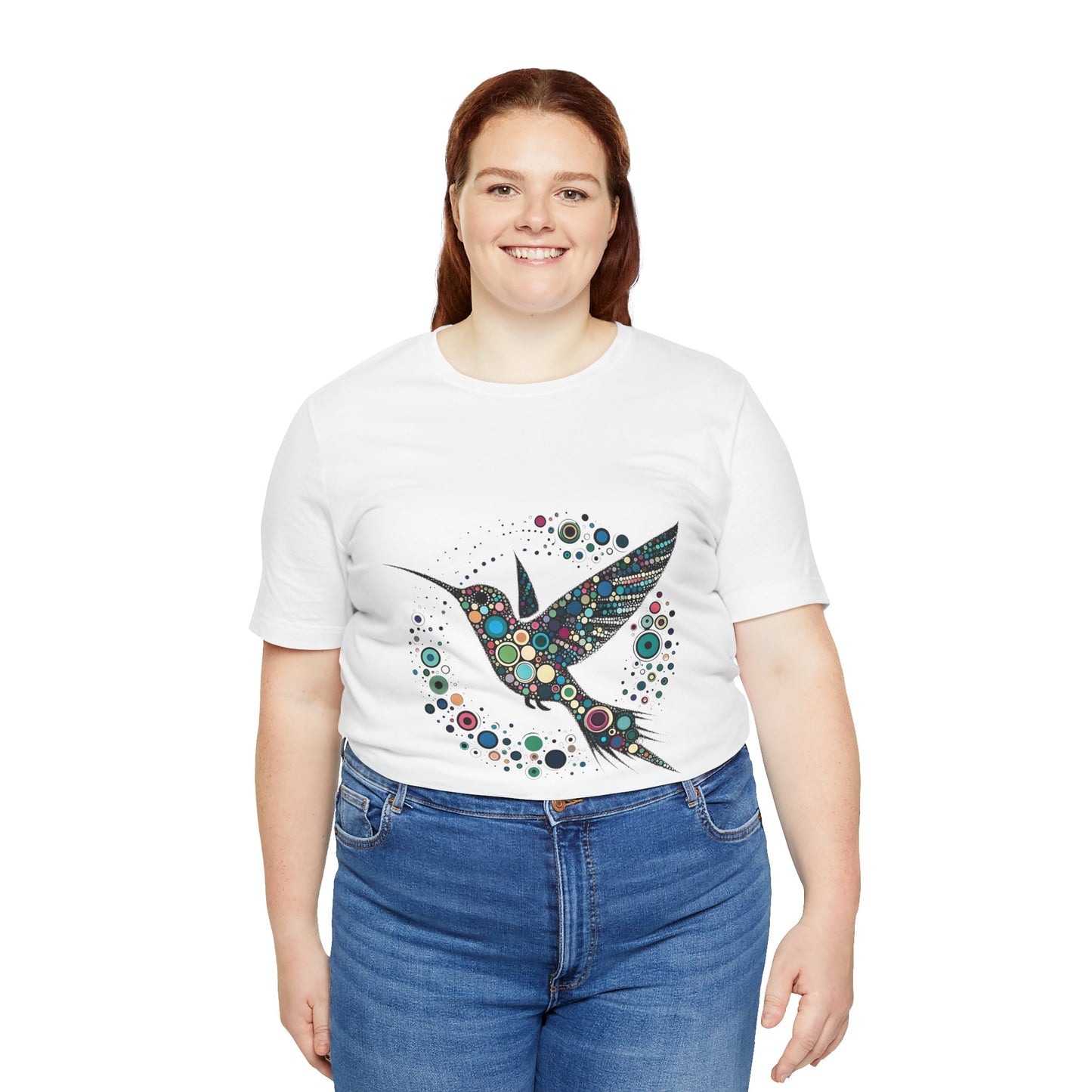 Hummingbird Dot Art T-Shirt – Colorful Nature-Inspired Graphic Tee
