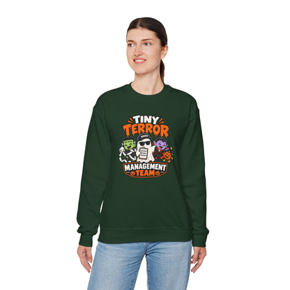 Tiny Terror Management Team Sweatshirt – Funny Halloween Parent Crewneck