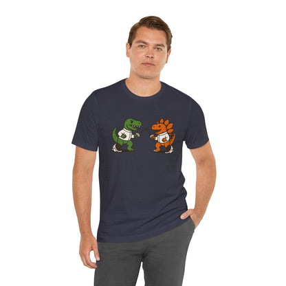 Dinosaur Fencing T-Shirt – T-Rex vs Stegosaurus Tee