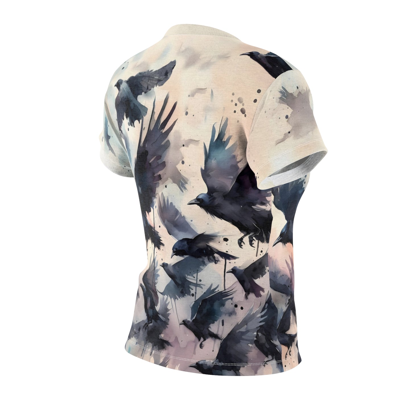 Gothic Crow T-Shirt – Women’s Watercolor Bird Tee
