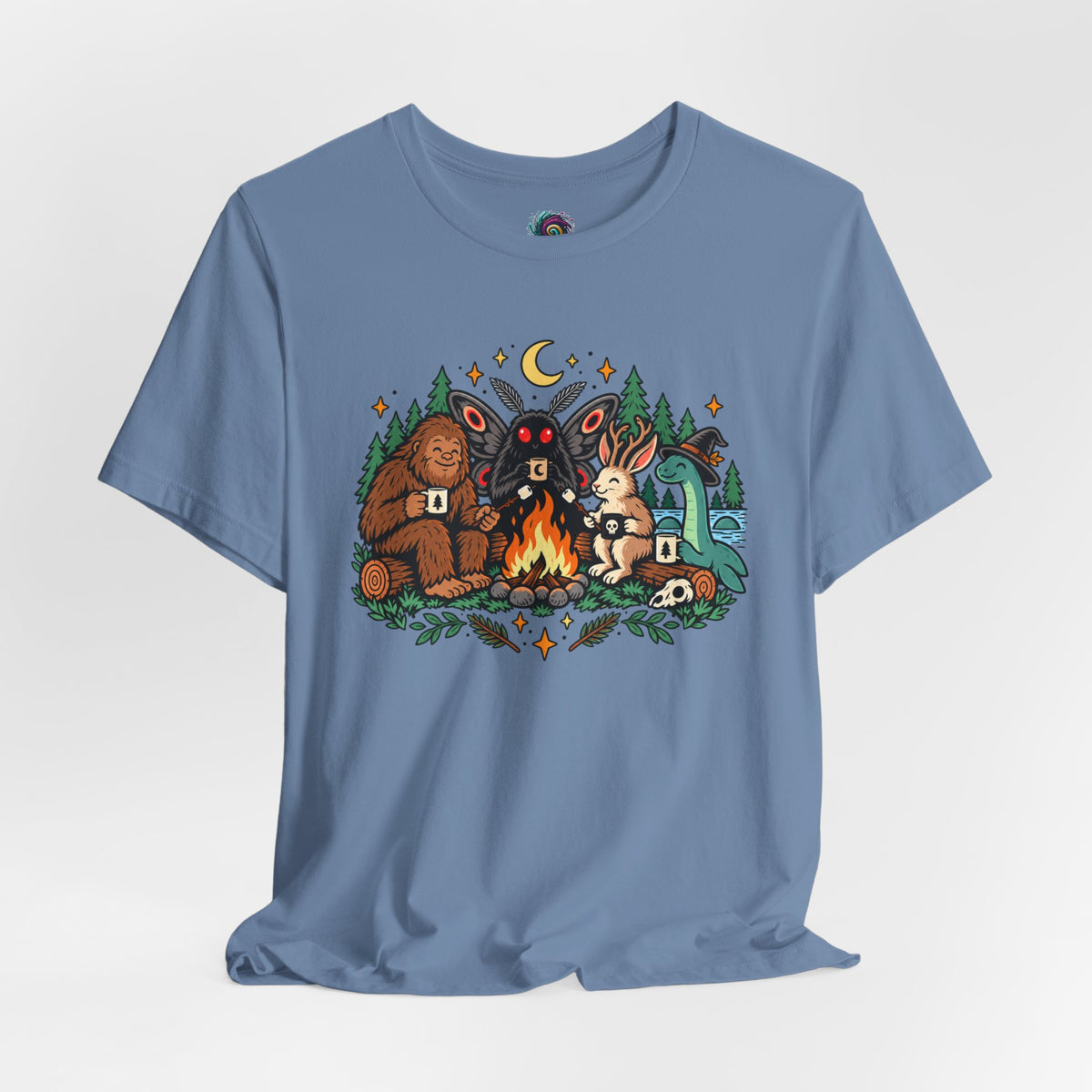 Cryptid Campfire T-Shirt – Bigfoot, Mothman & Nessie Tee