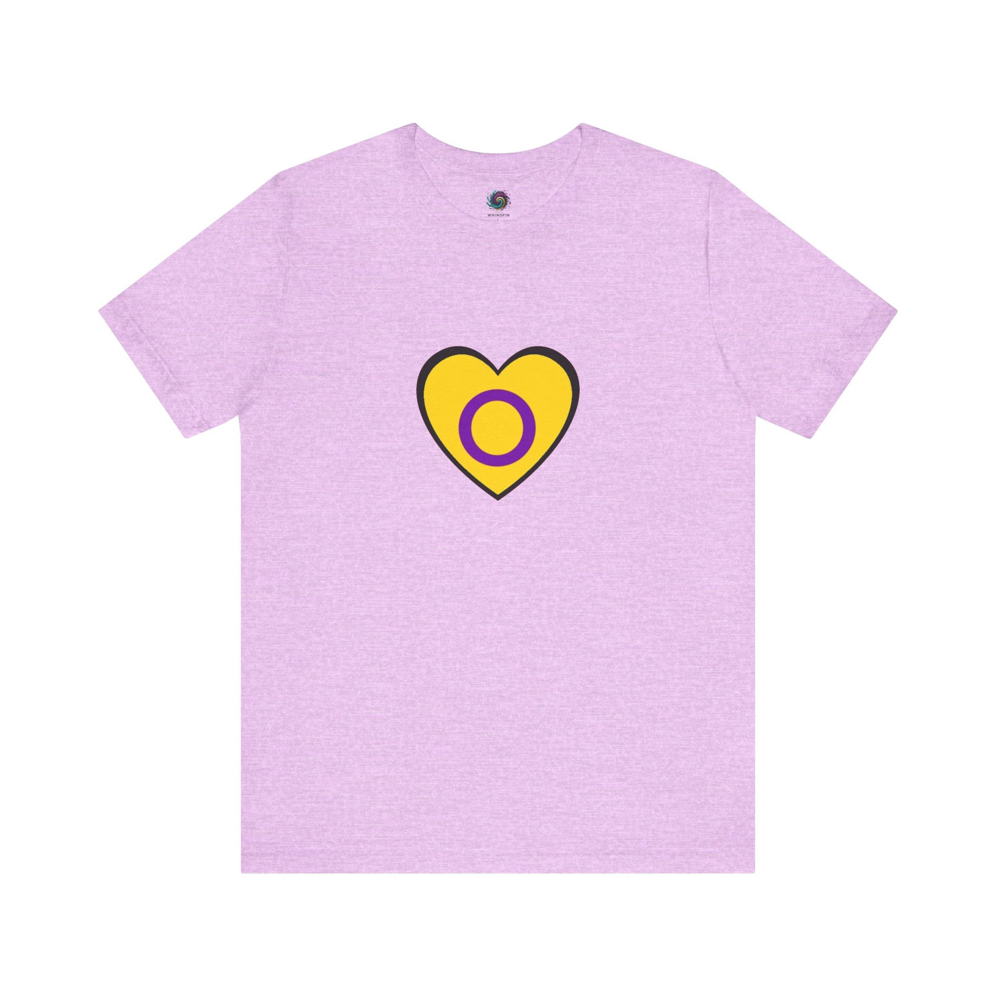 Intersex Pride Flag Heart T-Shirt – Minimalist LGBTQ+ Support Tee - WhimSpin - https://whimspin.com