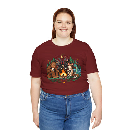 Cryptid Campfire T-Shirt – Bigfoot, Mothman & Nessie Tee