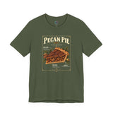 Dark green pecan pie graphic T-shirt with front illustration and crew neck