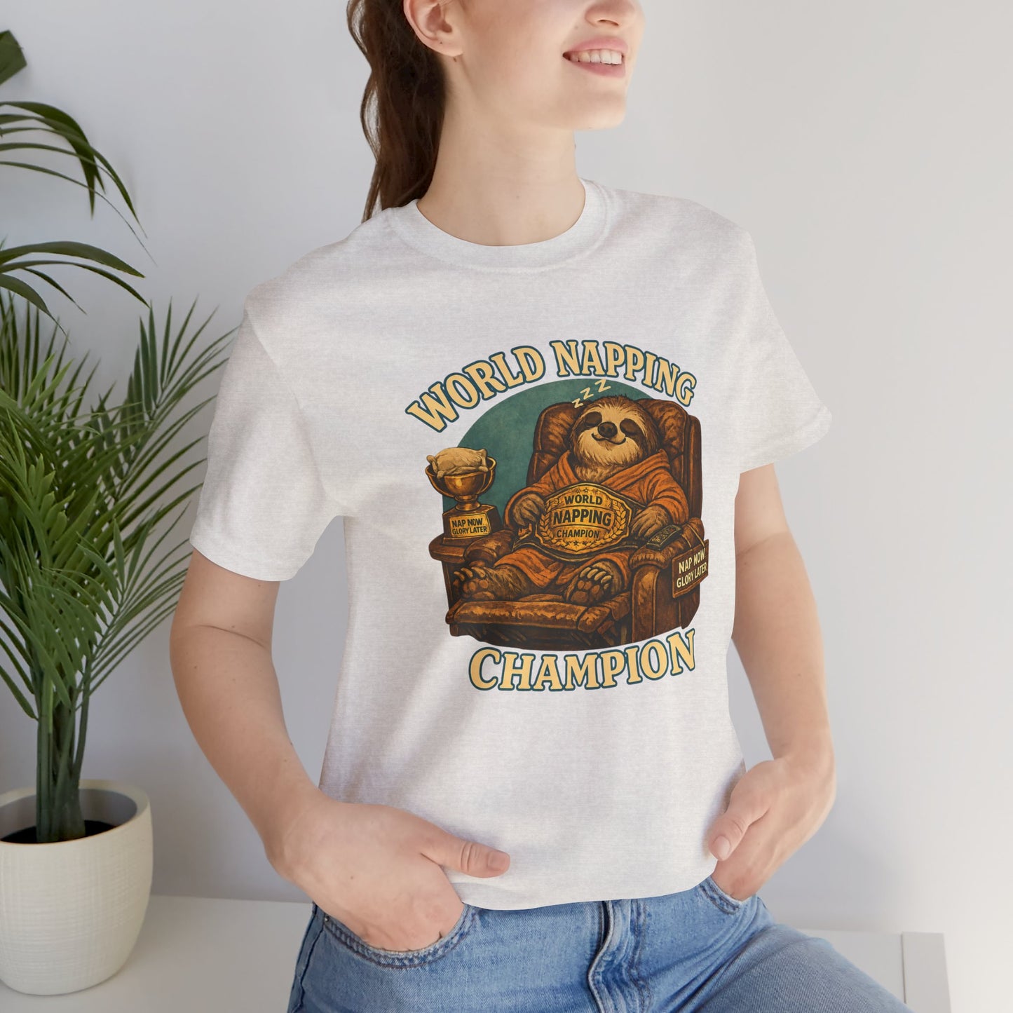 World Napping Champion T-Shirt – Funny Sloth Nap Tee