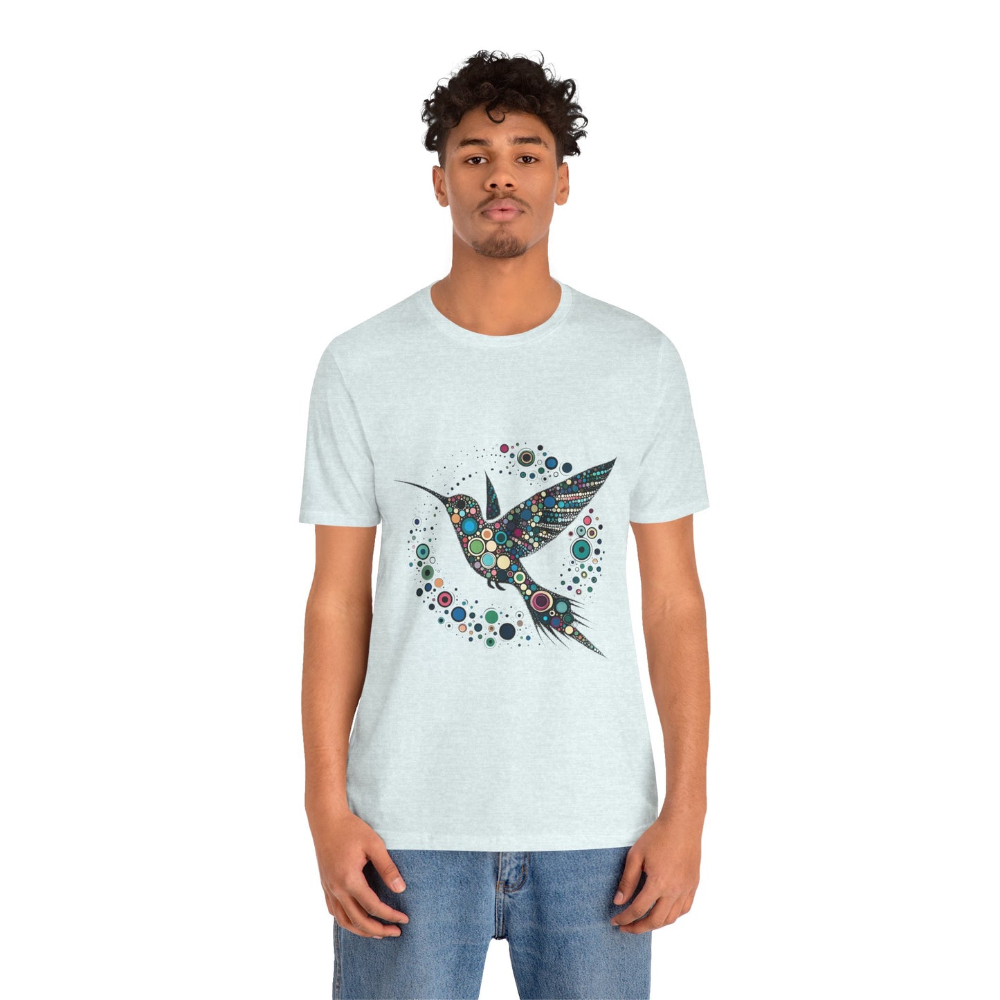 Hummingbird Dot Art T-Shirt – Colorful Nature-Inspired Graphic Tee