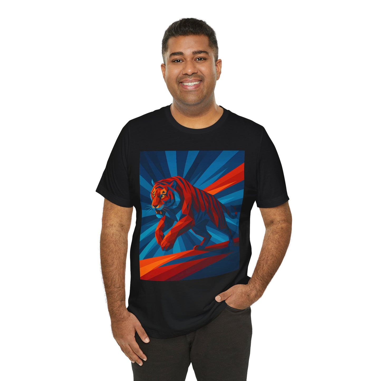 Geometric Tiger T-Shirt – Bold Jungle Animal Tee in Abstract Style - WhimSpin - https://whimspin.com