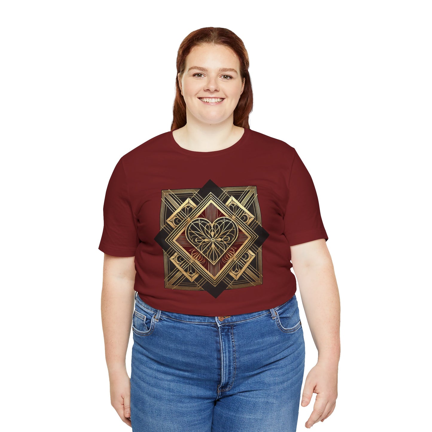 Art Deco Heart T-Shirt – Romantic Valentine's Day Graphic Tee