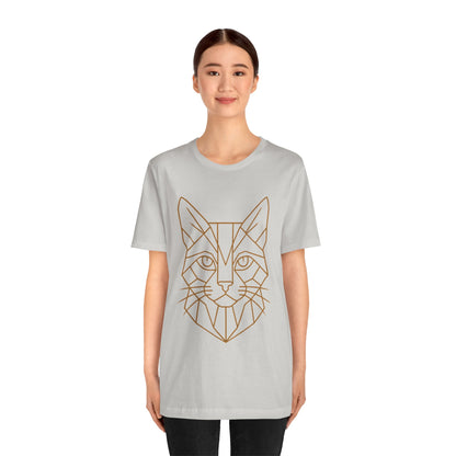 Geometric Cat T-Shirt – Minimalist Line Art Tee - WhimSpin - https://whimspin.com