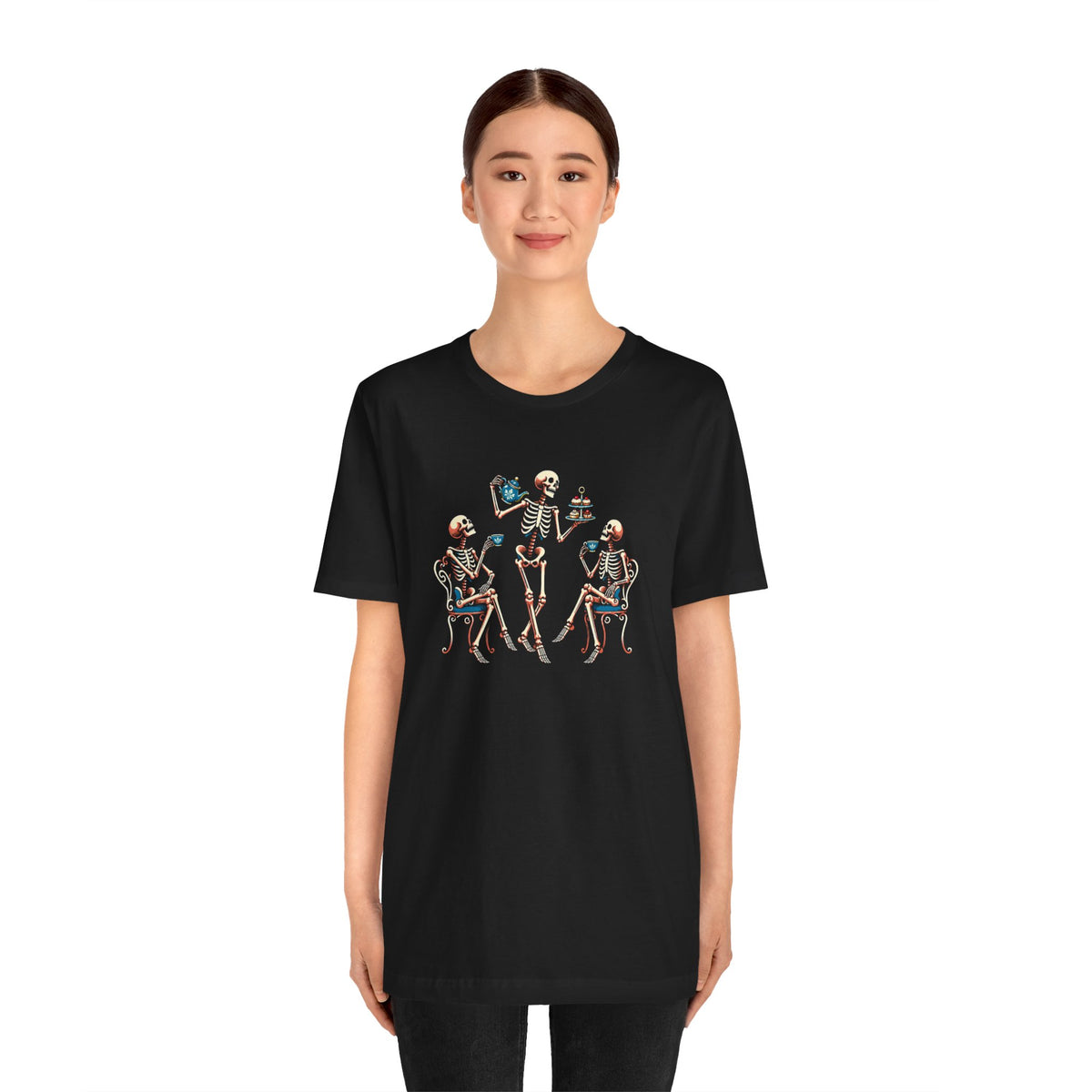 Skeleton Tea Party T-Shirt – Vintage Halloween Skeleton Tee