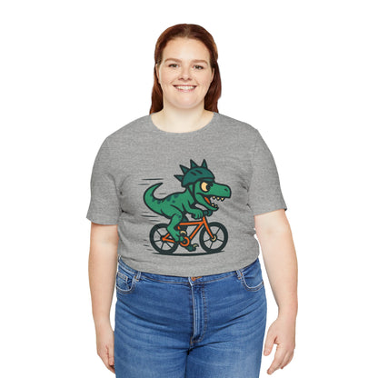 Velociraptor on a Bike T-Shirt – Funny Dino Velo Tee