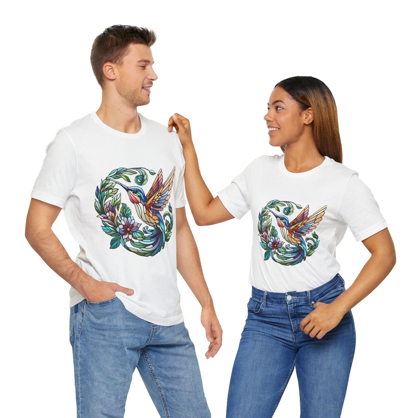 Stained Glass Hummingbird Tee – Vibrant Nature Shirt - WhimSpin - https://whimspin.com