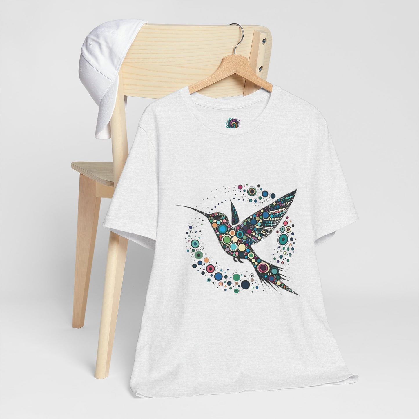 Hummingbird Dot Art T-Shirt – Colorful Nature-Inspired Graphic Tee