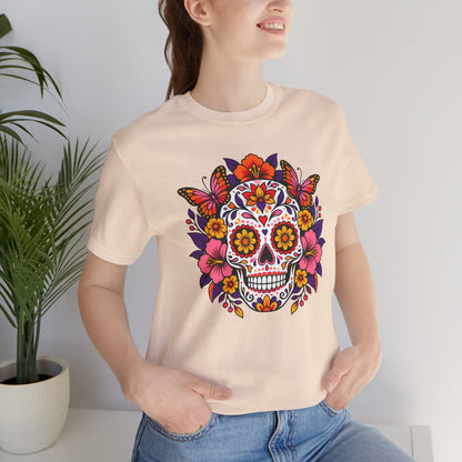 Floral Sugar Skull T-Shirt – Colorful Día de los Muertos Inspired Tee