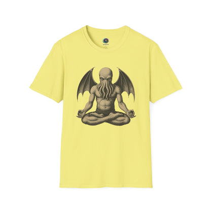 Meditating Cthulhu T-Shirt – Unisex Mythos Tee for Sci-Fi & Festival Fans - WhimSpin - https://whimspin.com