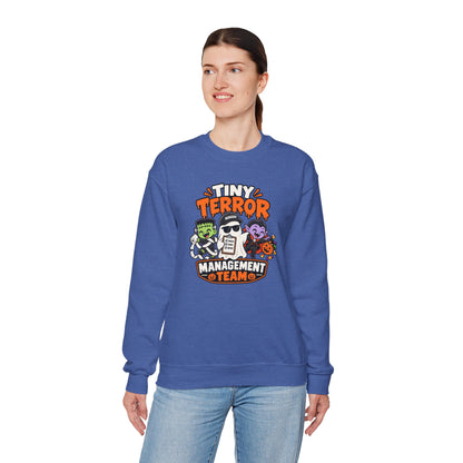 Tiny Terror Management Team Sweatshirt – Funny Halloween Parent Crewneck