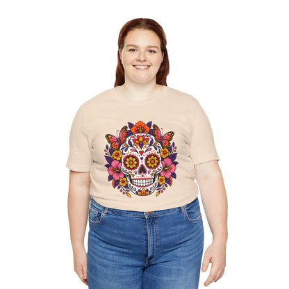 Floral Sugar Skull T-Shirt – Colorful Día de los Muertos Inspired Tee
