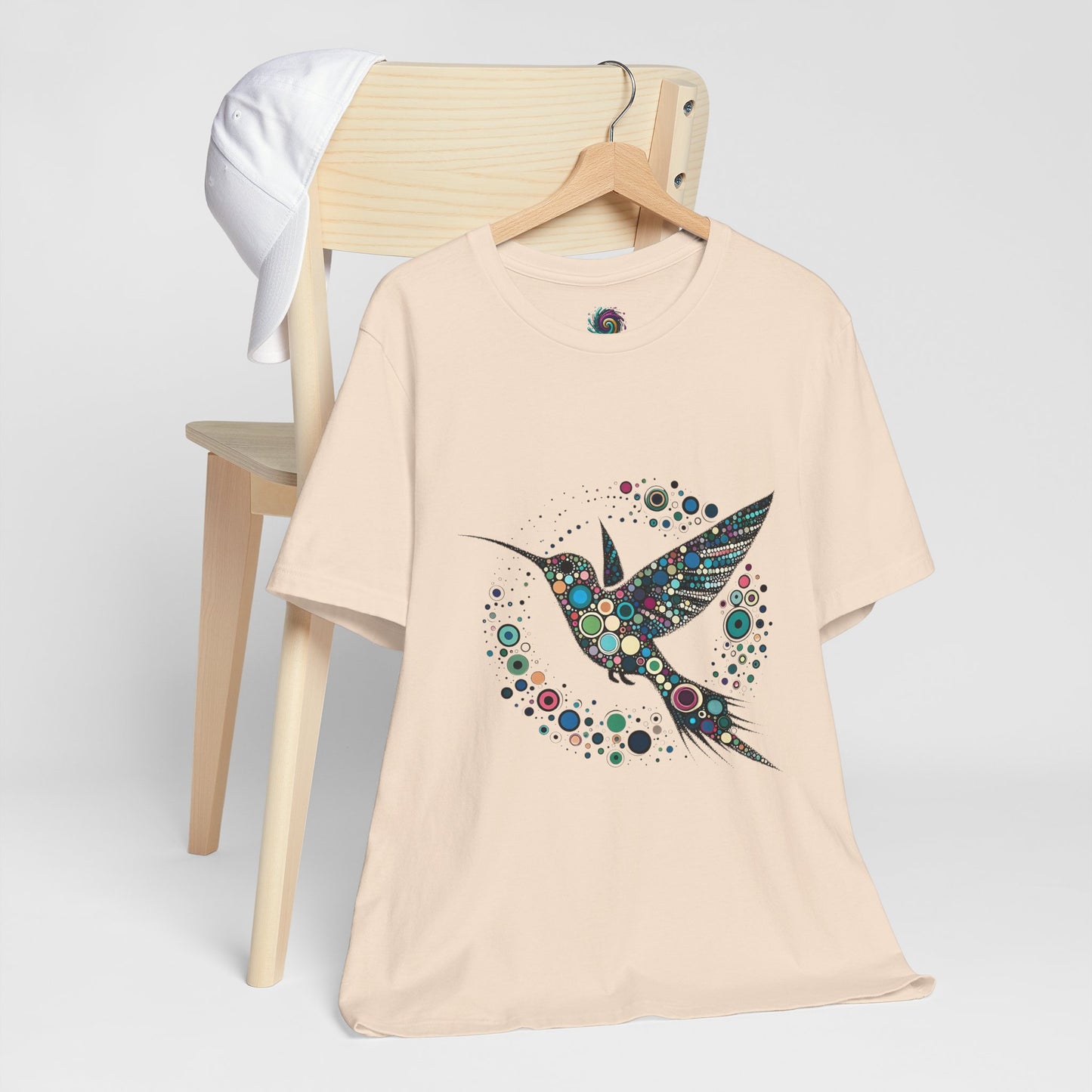 Hummingbird Dot Art T-Shirt – Colorful Nature-Inspired Graphic Tee