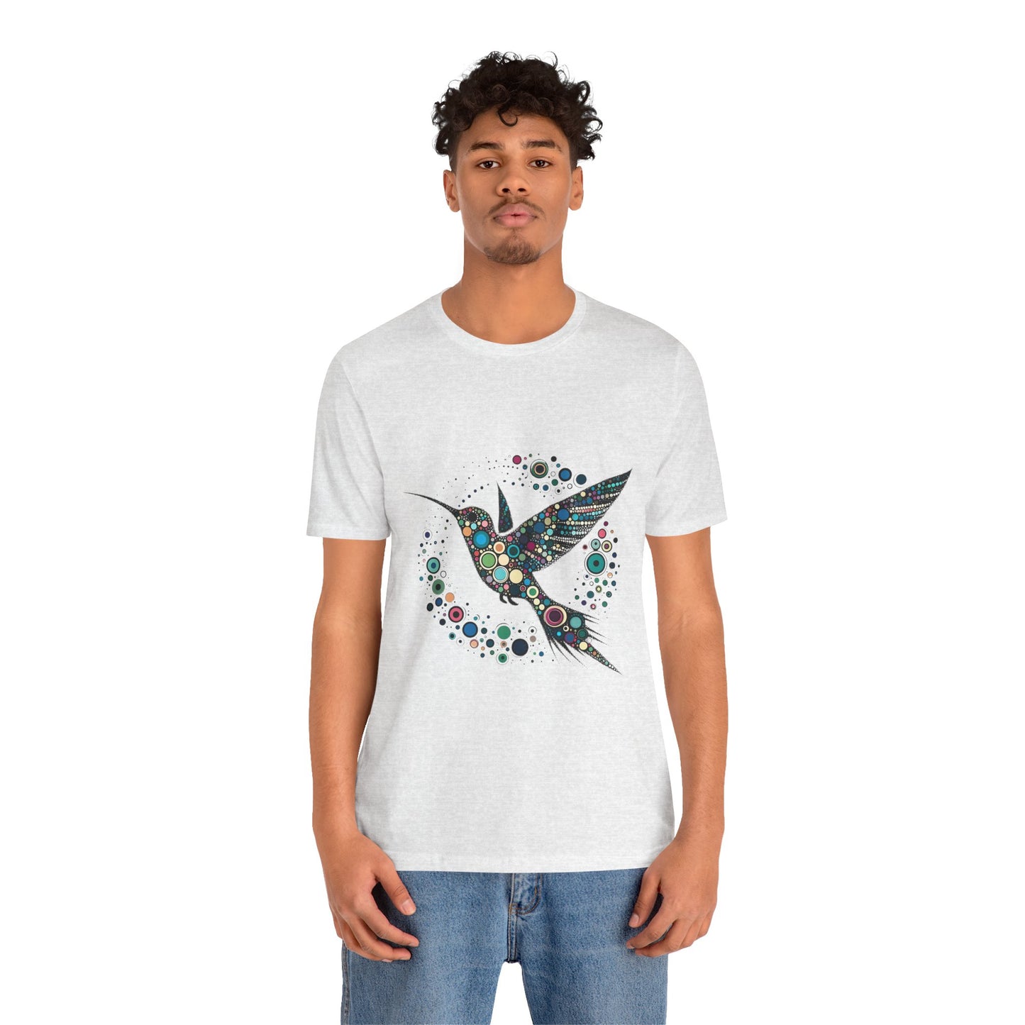 Hummingbird Dot Art T-Shirt – Colorful Nature-Inspired Graphic Tee