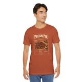 Rust orange crew-neck t-shirt with 'Pecan Pie' label and anatomy illustration