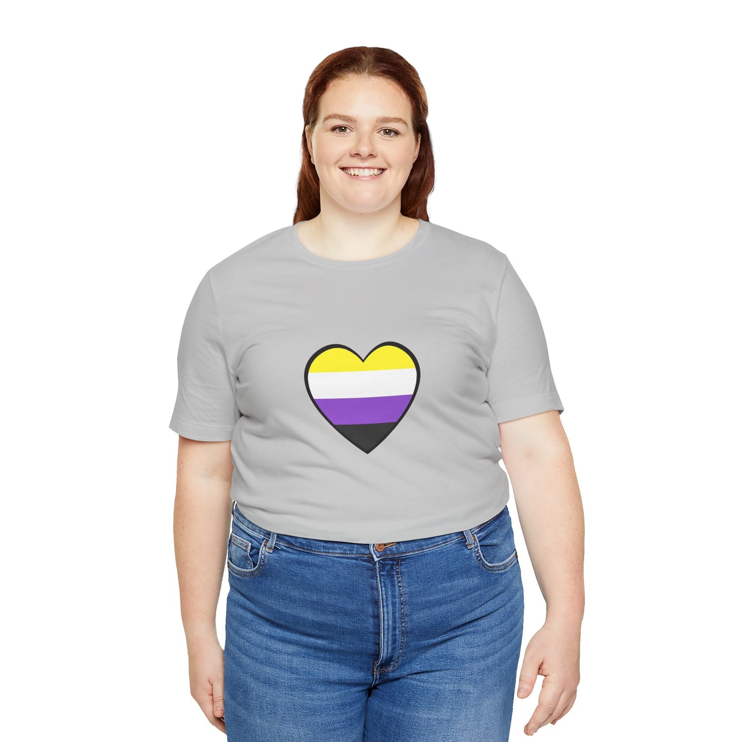 Nonbinary Pride Flag Heart T-Shirt – Unisex LGBTQ+ Graphic Tee