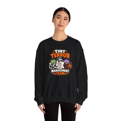 Tiny Terror Management Team Sweatshirt – Funny Halloween Parent Crewneck