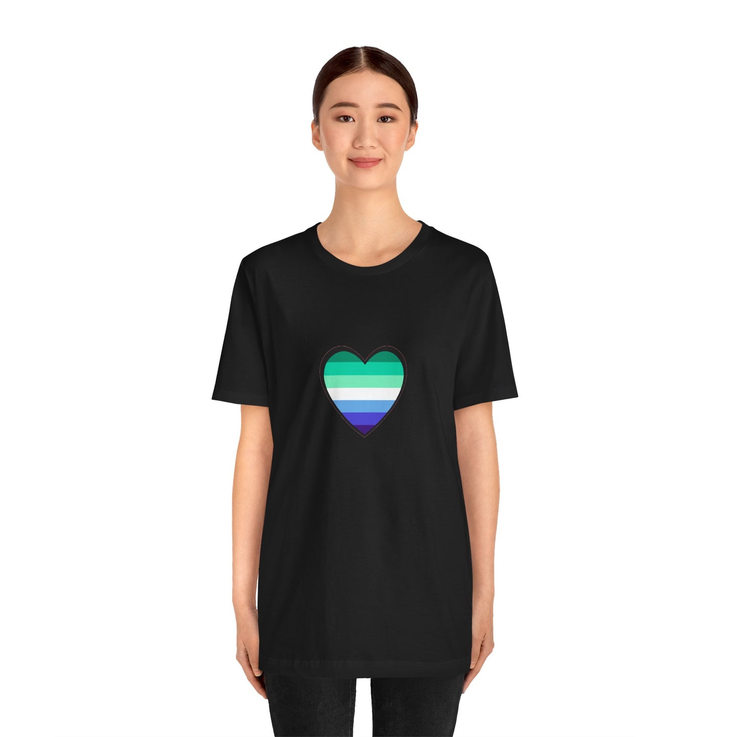 Gay Men’s Pride Flag Heart T-Shirt – LGBTQ+ Flag Design on Unisex Tee