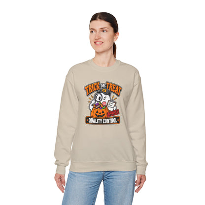 Trick-or-Treat Quality Control Sweatshirt – Funny Halloween Cozy Top