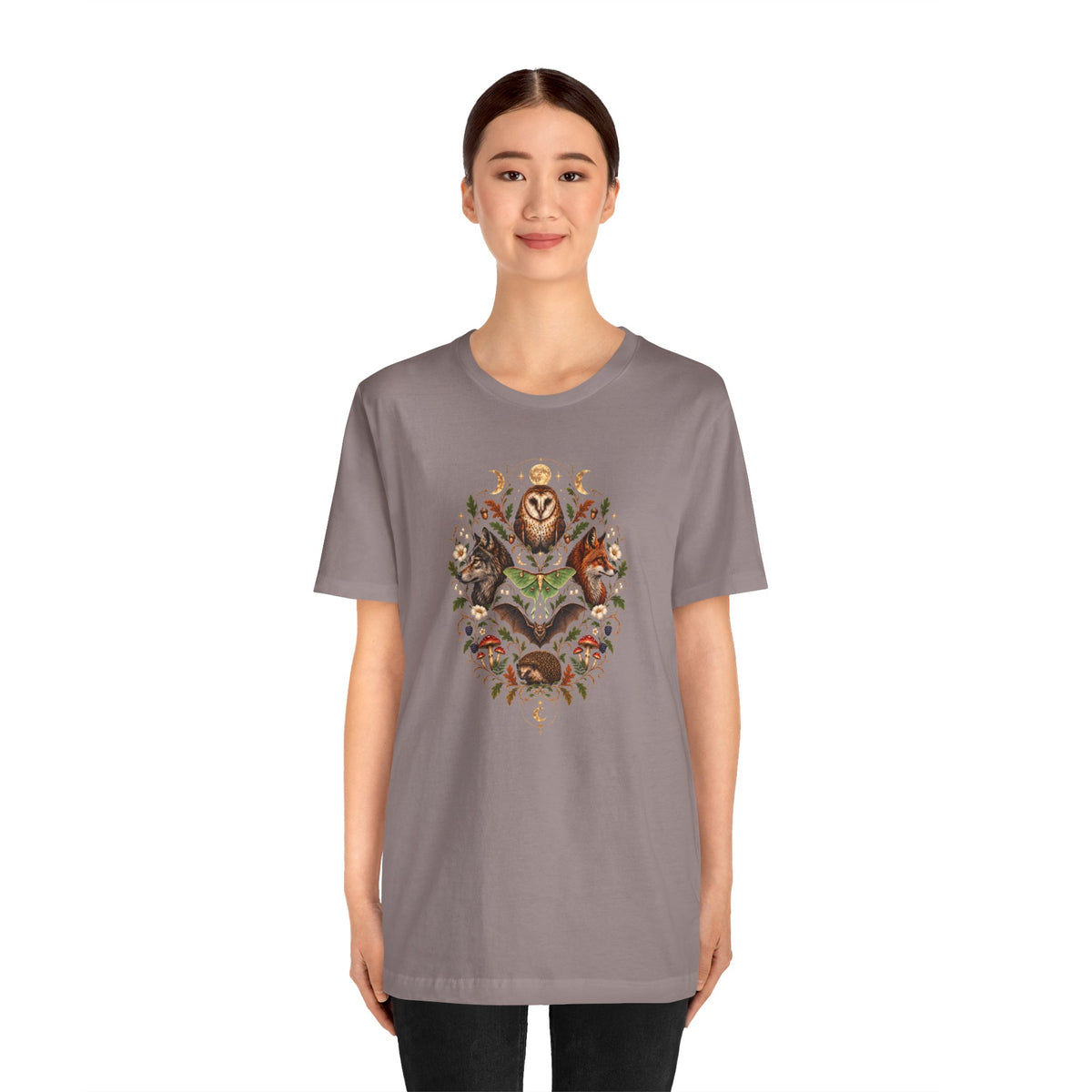 Nocturnal Woodland Animals T-Shirt – Moonlit Nature Tee