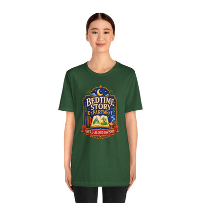 Bedtime Story Department T-Shirt – Read-Aloud Parent Tee