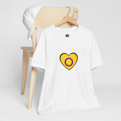 Intersex Pride Flag Heart T-Shirt – Minimalist LGBTQ+ Support Tee