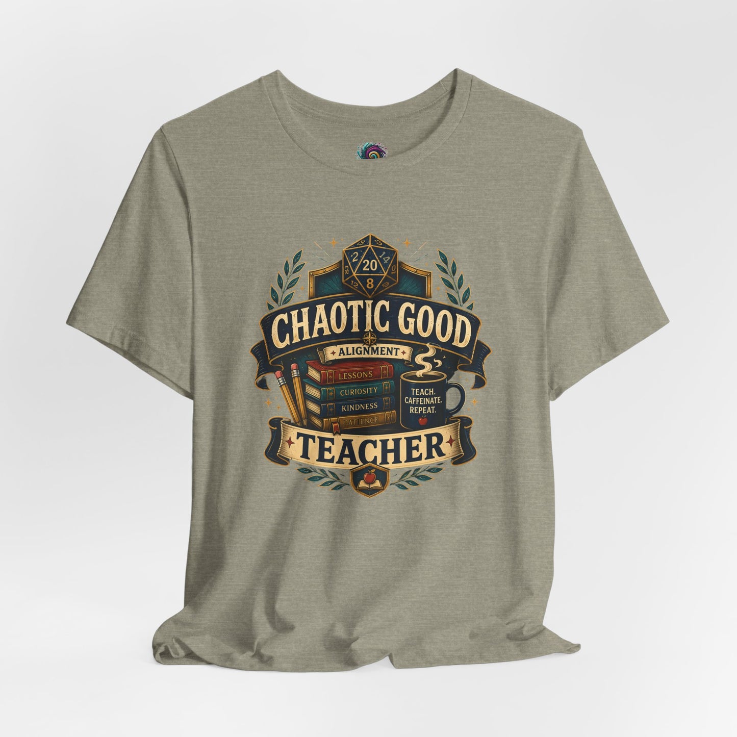 Chaotic Good Teacher T-Shirt – RPG Teacher Graphic Tee