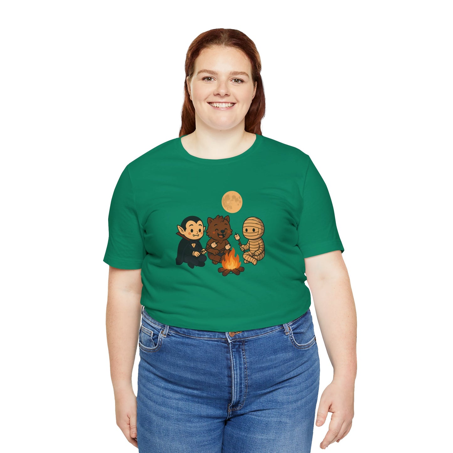 Halloween Monsters Campfire T-Shirt – Cute Monster Shirt with Roasting Marshmallows