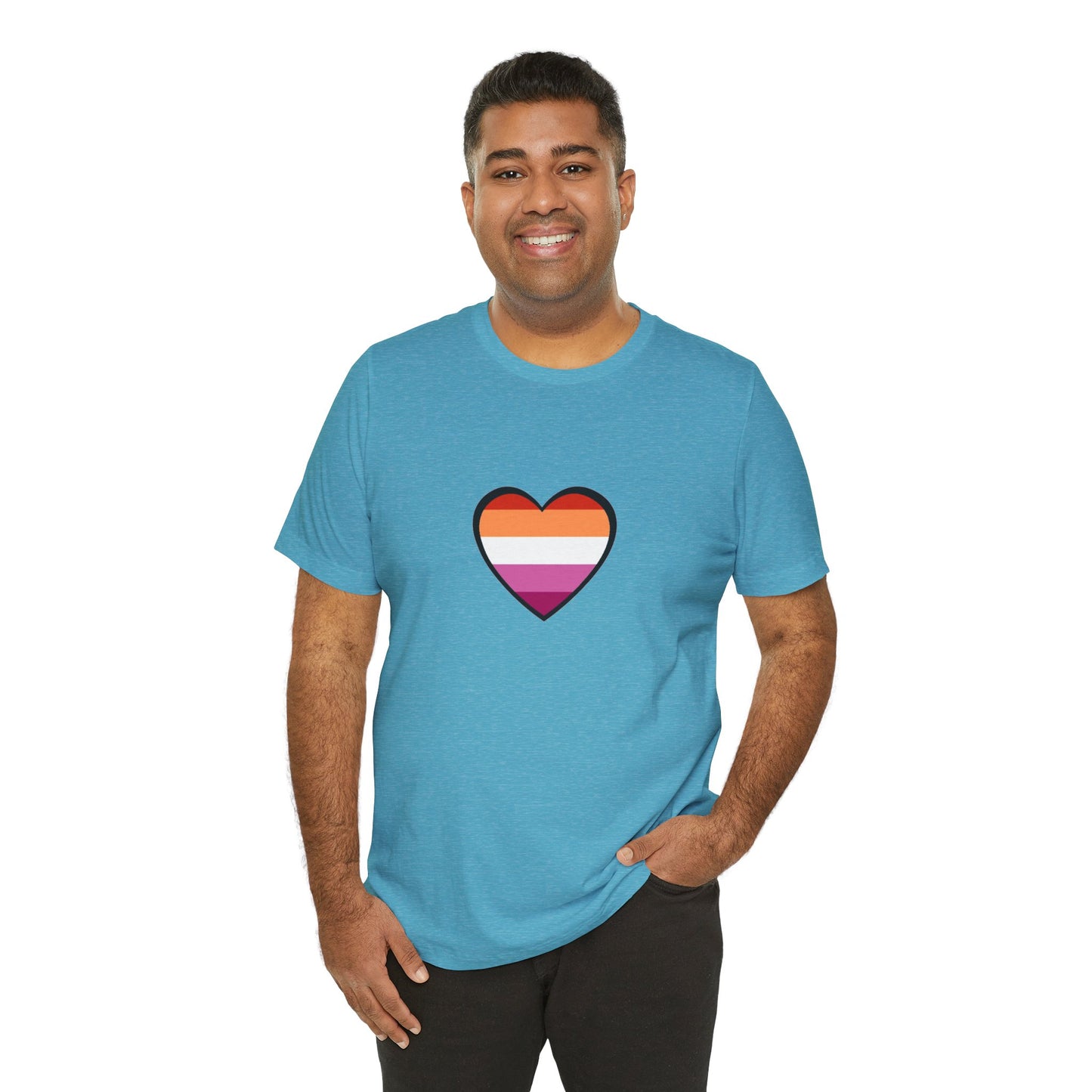 Lesbian Flag Heart T-Shirt – Bold LGBTQ+ Graphic Tee