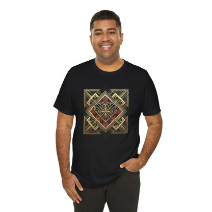 Art Deco Heart T-Shirt – Romantic Valentine's Day Graphic Tee